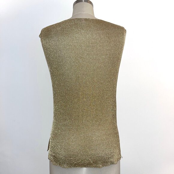Calypso St. Barth | Metallic Knit Sleeveless Top - Gold / Sz S - Picture 3 of 10